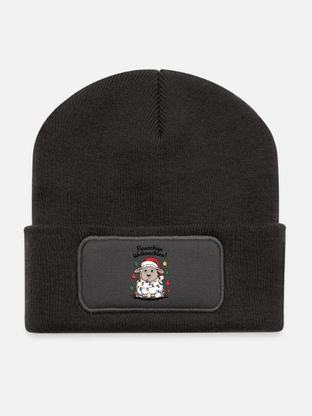 Schaf Flauschige Weihnachten Schäfer lustig  - Recycelte Patch Beanie - Dunkelgrau