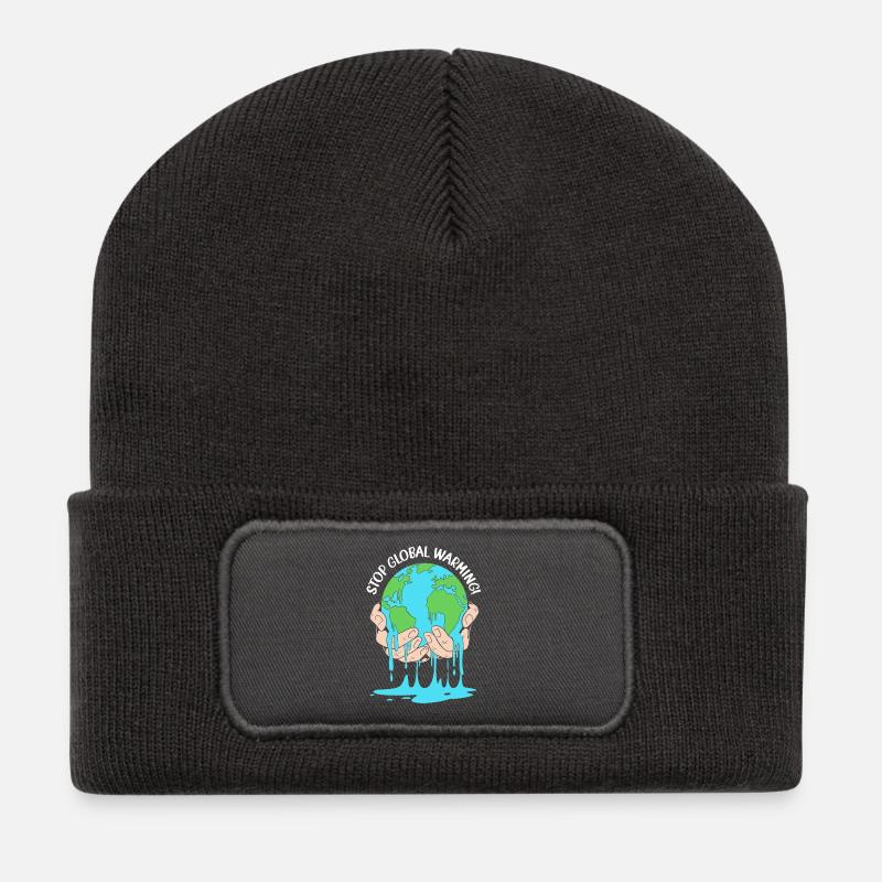 Klimawandel Umwelt Umweltschutz - Recycelte Patch Beanie - Dunkelgrau