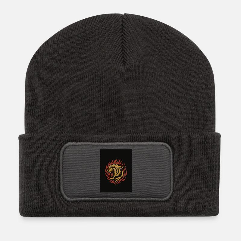 Tigerflamme Feuerkranz - Recycelte Patch Beanie - Dunkelgrau