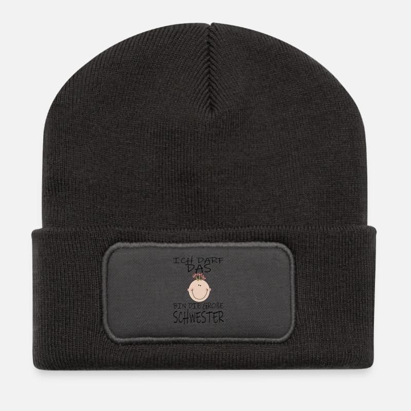 Darf das bin die Große Schwester - Recycelte Patch Beanie - Dunkelgrau