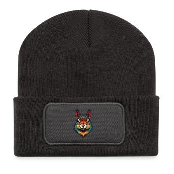 Buntes Eichhörnchen tierische Farbexplosion - Recycelte Patch Beanie - Dunkelgrau - Vorne