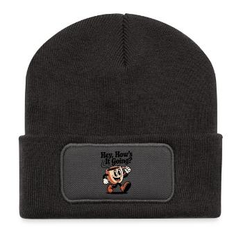 Running Coffee Mug Mascot - Recycled Patch Beanie - dark grey - Front