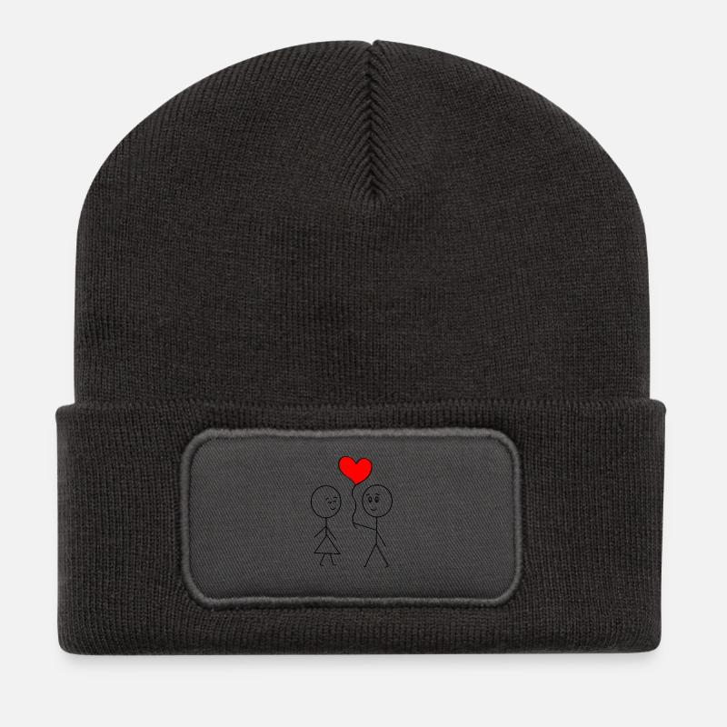 Valentinstag - Recycelte Patch Beanie - Dunkelgrau