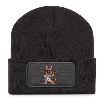 Chien guitariste avec des lunettes de soleil - Beanie recyclé à patch - charbon - Devant