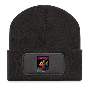 Psychedelic Fish in Spirals - Recycled Patch Beanie - dark grey - Front