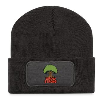 Grow Strong Tree Retro Logo - Recycled Patch Beanie - dark grey - Front