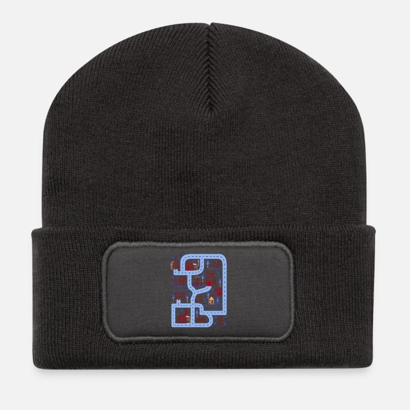 Spielstraße  - Recycelte Patch Beanie - Dunkelgrau