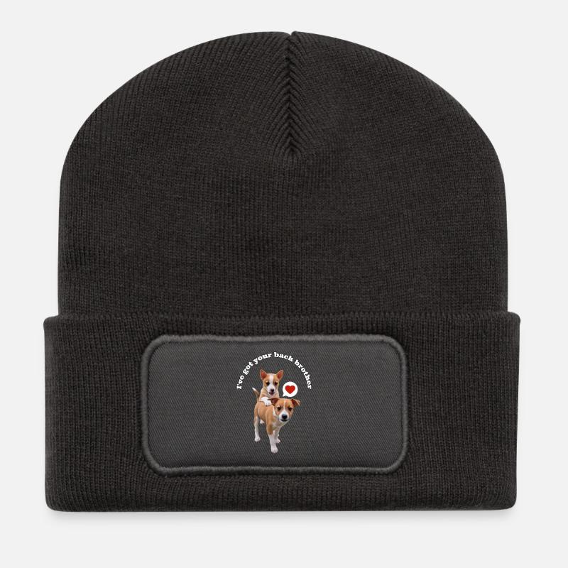 Podengo – ich stehe hinter dir. - Recycelte Patch Beanie - Dunkelgrau