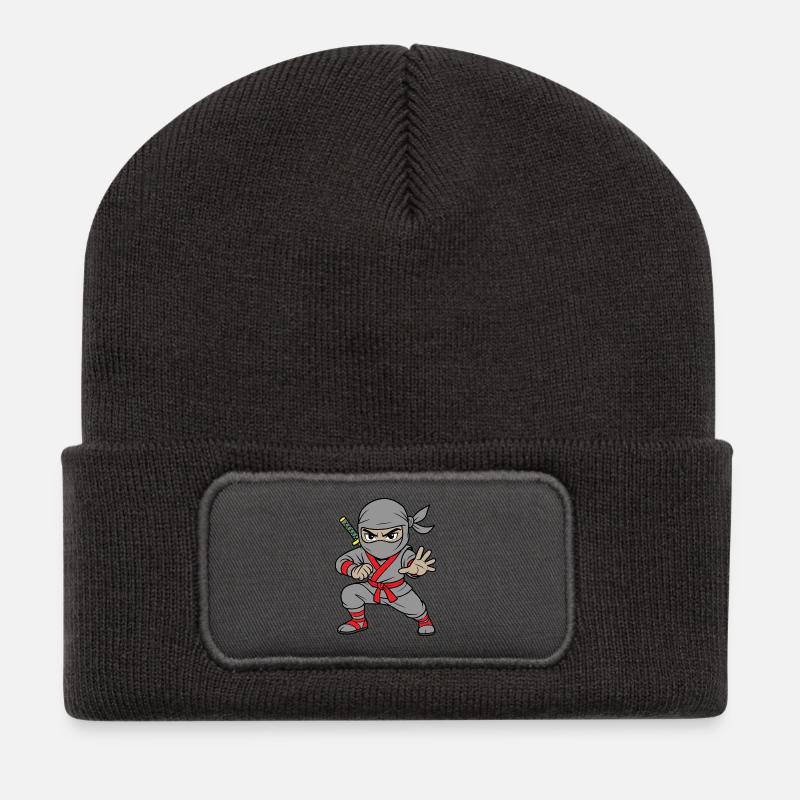 Ninja Gris Guerrier de l’Ombre - Beanie recyclé à patch - charbon