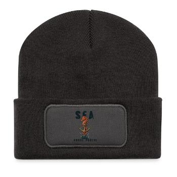 Seepferdchen-Humor Seepferdchen-Kraft - Recycelte Patch Beanie - Dunkelgrau - Vorne