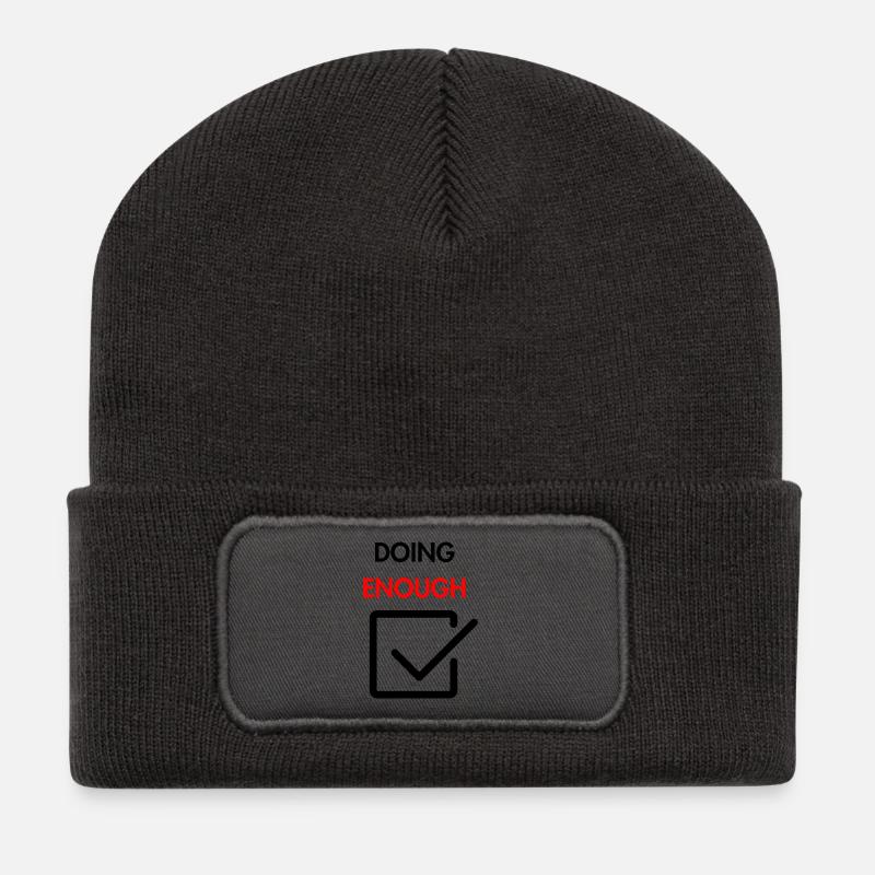 Genug tun - Recycelte Patch Beanie - Dunkelgrau
