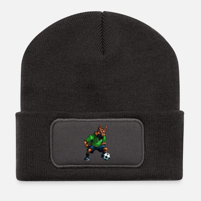 Schäferhund Fussballer - Recycelte Patch Beanie - Dunkelgrau