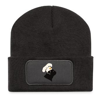 Chien Baker Minimaliste avec Chapeau - Beanie recyclé à patch - charbon - Devant