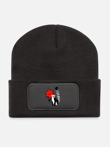 Lemur Graffitti Streetart - Recycelte Patch Beanie - Dunkelgrau