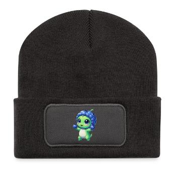 Süßer Alien Blaubeere Cartoon Außerirdischer Beere - Recycelte Patch Beanie - Dunkelgrau - Vorne