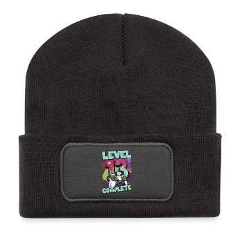 Level 13 Complete Gaming Splash Jahre alt - Recycelte Patch Beanie - Dunkelgrau - Vorne