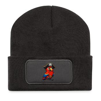 papagei-pirat - Recycelte Patch Beanie - Dunkelgrau - Vorne
