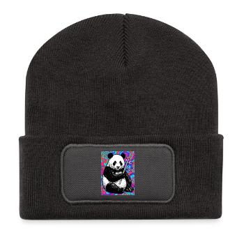 Panda - Recycelte Patch Beanie - Dunkelgrau - Vorne