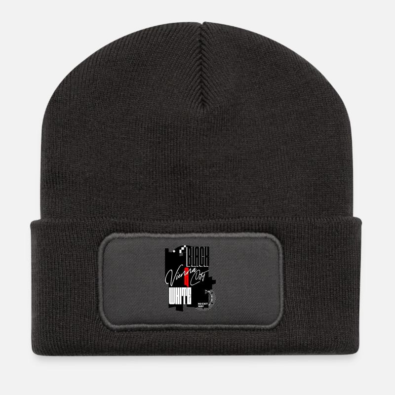 Vienna City - Black and White - Recycelte Patch Beanie - Dunkelgrau