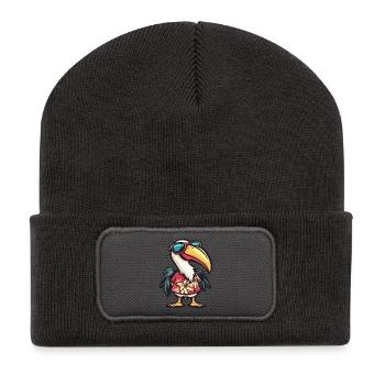 Pelican Bird Comic Holiday - Recycled Patch Beanie - dark grey - Front