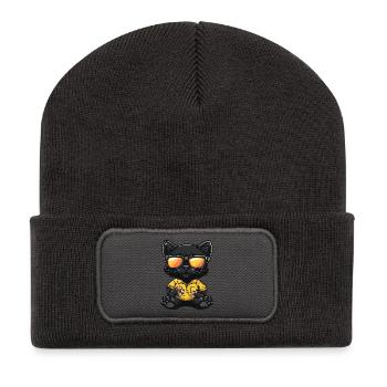 Vacances de bandes dessinées Panther - Beanie recyclé à patch - charbon - Devant