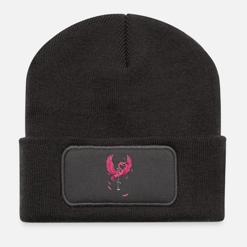 Pink Flamingo Bühnenauftritt - Recycelte Patch Beanie - Dunkelgrau