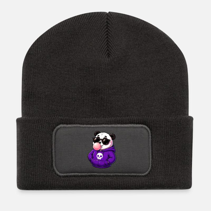 Cool_Panda_Bubblegum_Attitude - Beanie recyclé à patch - charbon