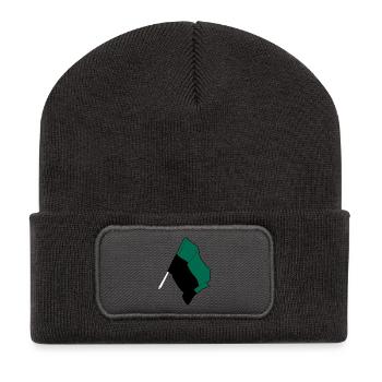Texel-Flagge – Inselstolz - Recycelte Patch Beanie - Dunkelgrau - Vorne