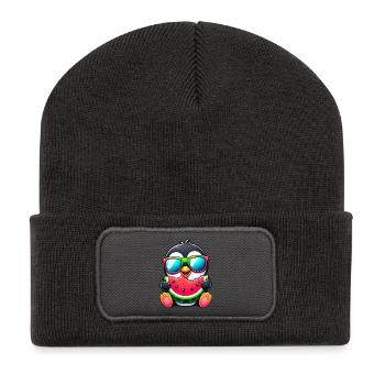 Summer Penguin with Watermelon - Recycled Patch Beanie - dark grey - Front