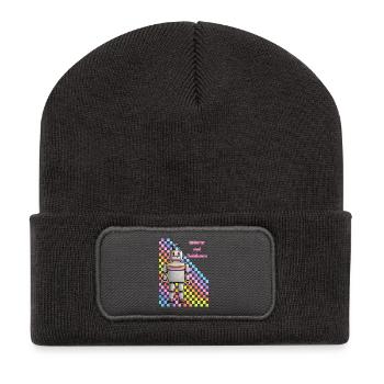 Robots and Rainbows Retro Robot - Recycled Patch Beanie - dark grey - Front