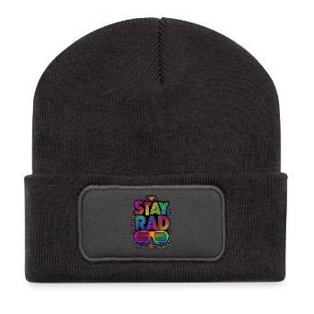 Costumes années 80 - Beanie recyclé à patch - charbon - Devant