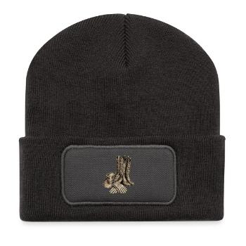 Verzierte Westernstiefel - Recycelte Patch Beanie - Dunkelgrau - Vorne