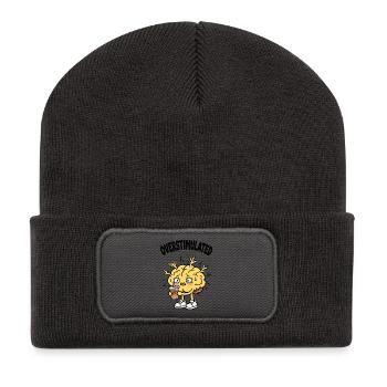 Überreiztes Gehirn braucht Eiskaffee - Recycelte Patch Beanie - Dunkelgrau - Vorne