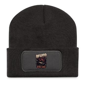 Spul vor Sonnenaufgang Kassette zurück - Recycelte Patch Beanie - Dunkelgrau - Vorne