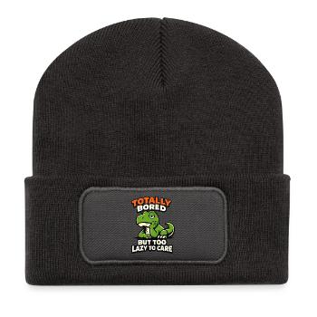 Seriously Bored Dinosaur - Recycelte Patch Beanie - Dunkelgrau - Vorne