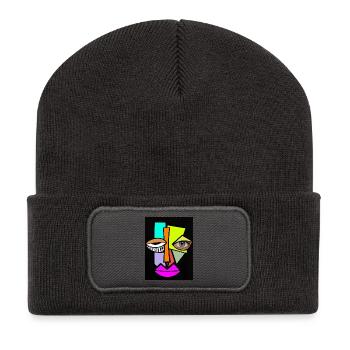Neon Geometric Face Pop Art - Recycled Patch Beanie - dark grey - Front