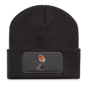 Robin of Peace - Recycled Patch Beanie - dark grey - Front