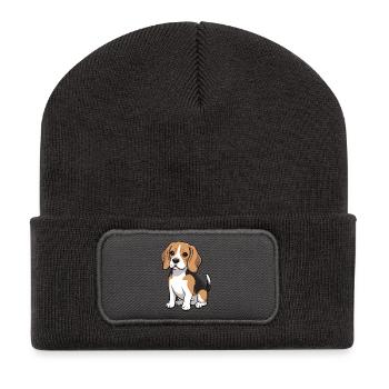 Beagle-Welpen-Hundeliebhaber - Recycelte Patch Beanie - Dunkelgrau - Vorne