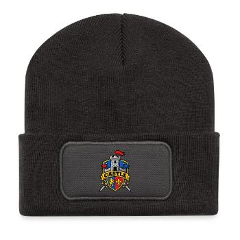 Wappenburg Schloss: Löwe und Fleur - Recycelte Patch Beanie - Dunkelgrau - Vorne