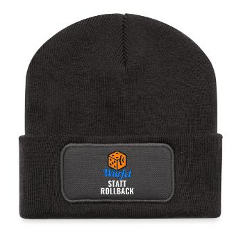 Würfel statt Rollback – Release-Shirt für Devs - Recycelte Patch Beanie - Dunkelgrau - Vorne