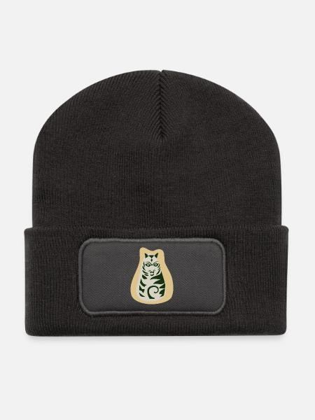 animals_cat - Recycelte Patch Beanie - Dunkelgrau