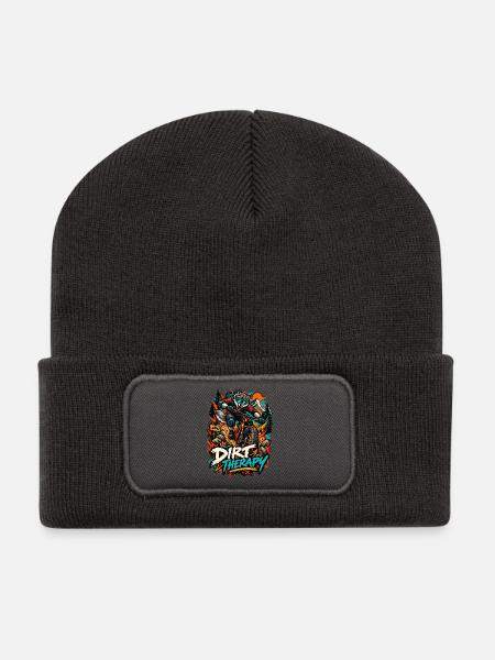 MTB-BIKE DOWNHILL-THERAPY Mountainbike Zubehör - Recycelte Patch Beanie - Dunkelgrau