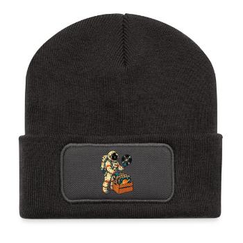 Astronaut Vinyl Sammler - Recycelte Patch Beanie - Dunkelgrau - Vorne