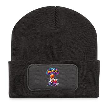 Fox DJ: Lasst uns feiern - Recycelte Patch Beanie - Dunkelgrau - Vorne