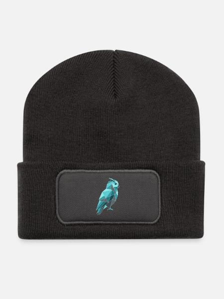 Poly Stil Eule - Recycelte Patch Beanie - Dunkelgrau