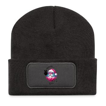 Weihnachtsmann - Fröhliche Weihnachten - Design3 - Recycelte Patch Beanie - Dunkelgrau - Vorne