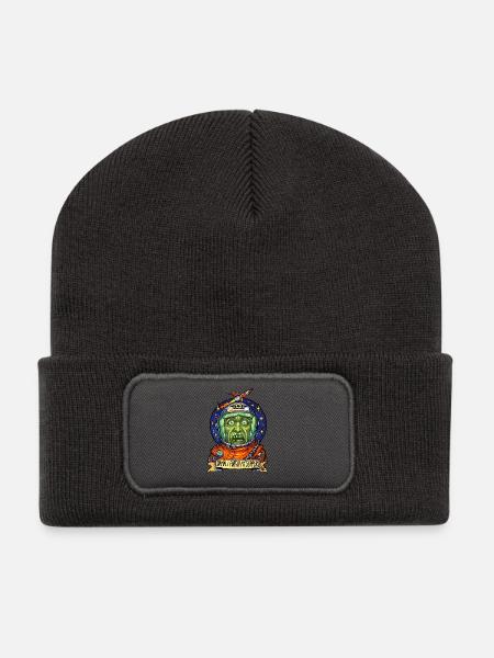 Der Astronaut hat seine Hausschuhe vergessen - Recycelte Patch Beanie - Dunkelgrau