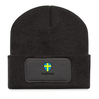 Nationalflagge von Schweden - Recycelte Patch Beanie - Dunkelgrau - Vorne