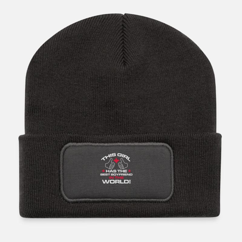 THE MACKENZIE HERE - HAS THE BEST BOYFRIEND EVER! - Recycled Patch Beanie - dark grey
