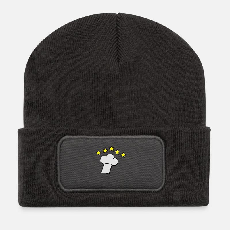 kochhaube_3_farbig_new_style2_mit_schatt - Recycelte Patch Beanie - Dunkelgrau